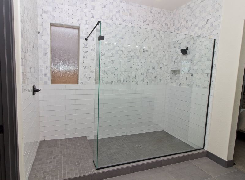 Walk-in Shower with Pebble Tile Floor